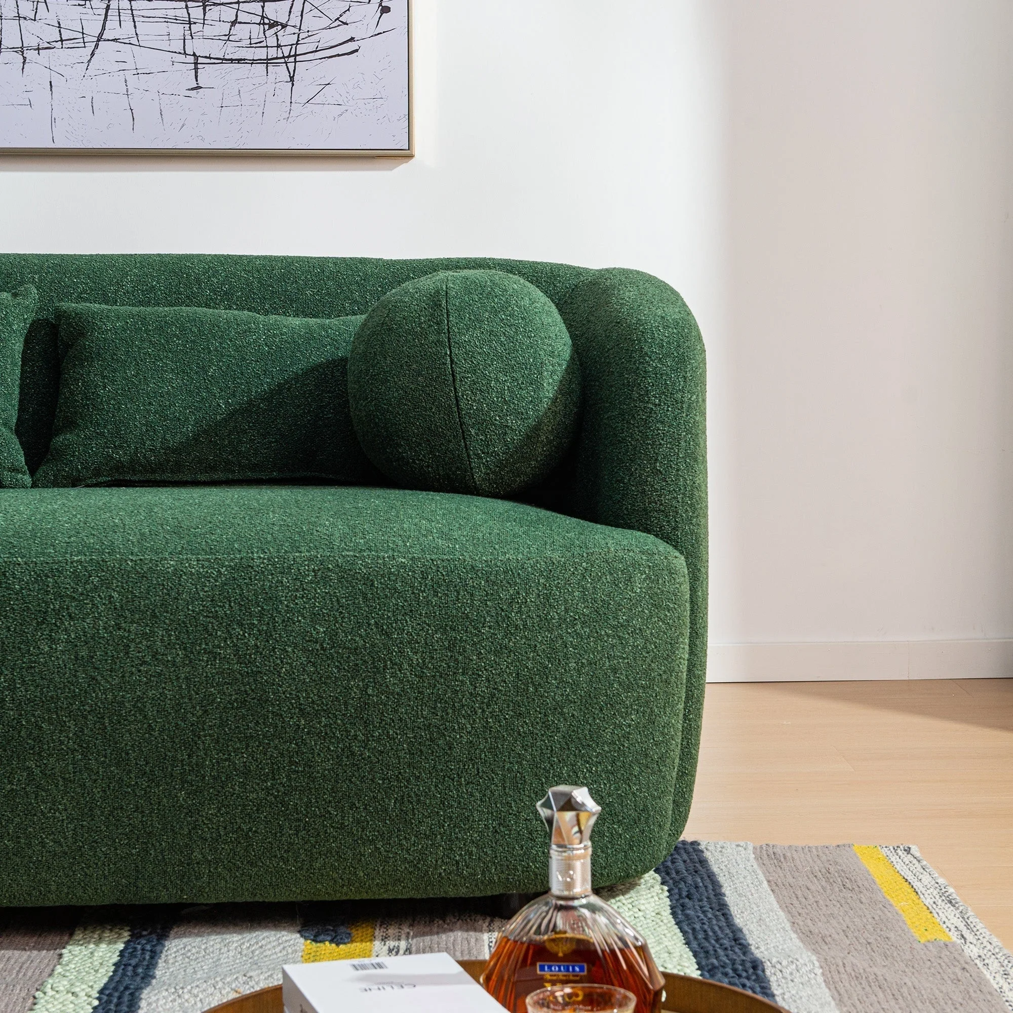 KINWELL Boucle Upholstered 2-Seats Loveseat with Pillows