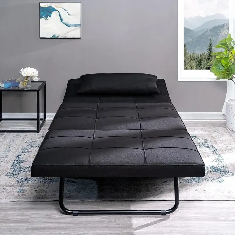 Sleeper Chair Bed, 4 In 1 Multi-Function Convertible Ottoman Bed, Breathable Linen Bed Chair, Convertible Sofa Bed