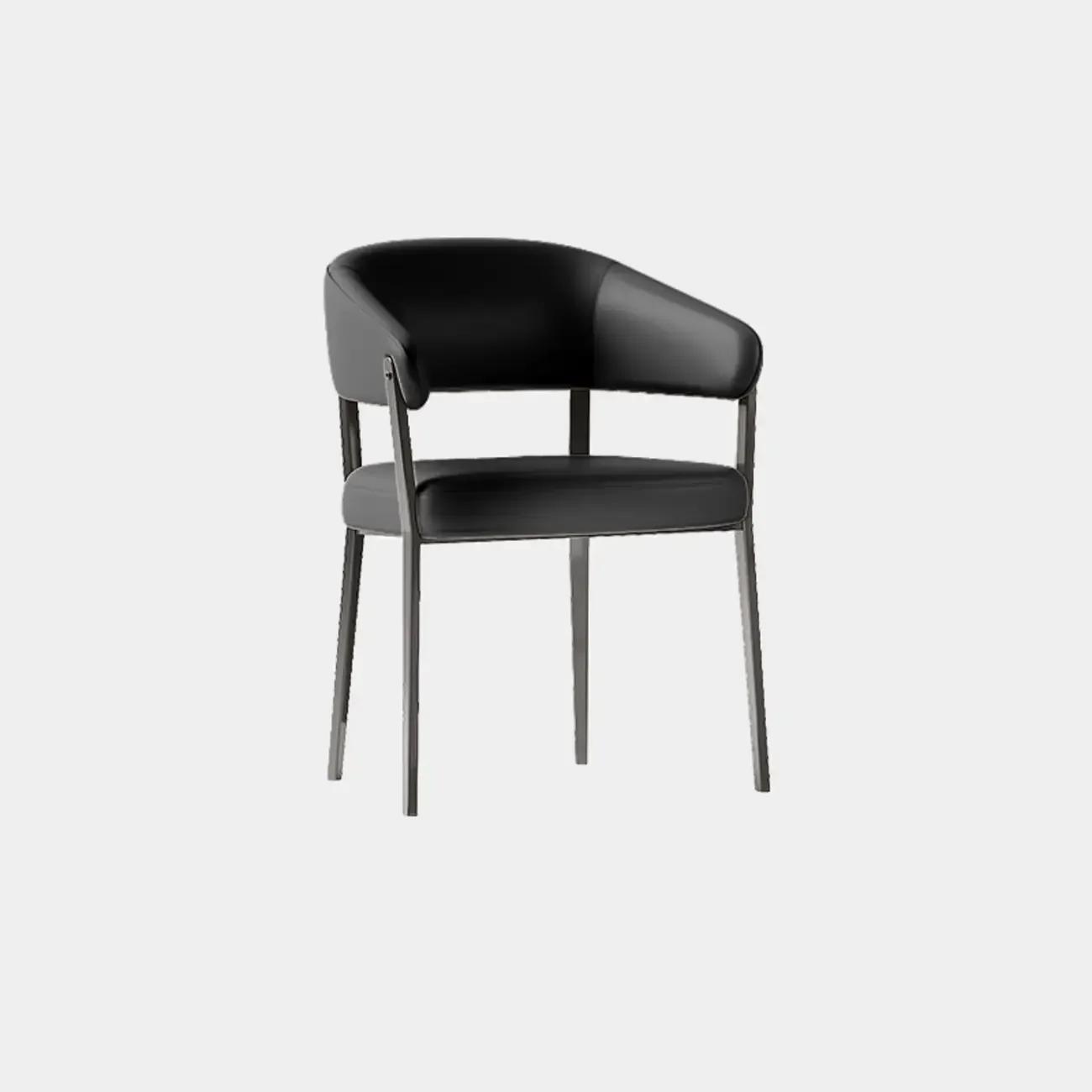 Modern Faux Leather Arm Dining Chair Open Back Alloy Legs