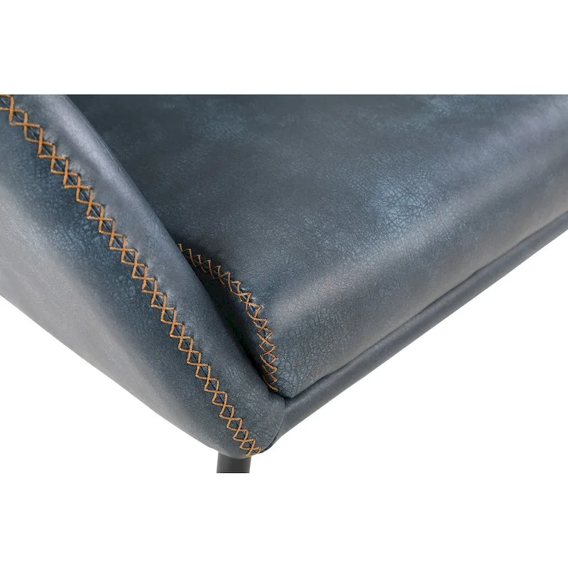 Brooks Accent Chair in Faux Leather with Stitch and Black Legs