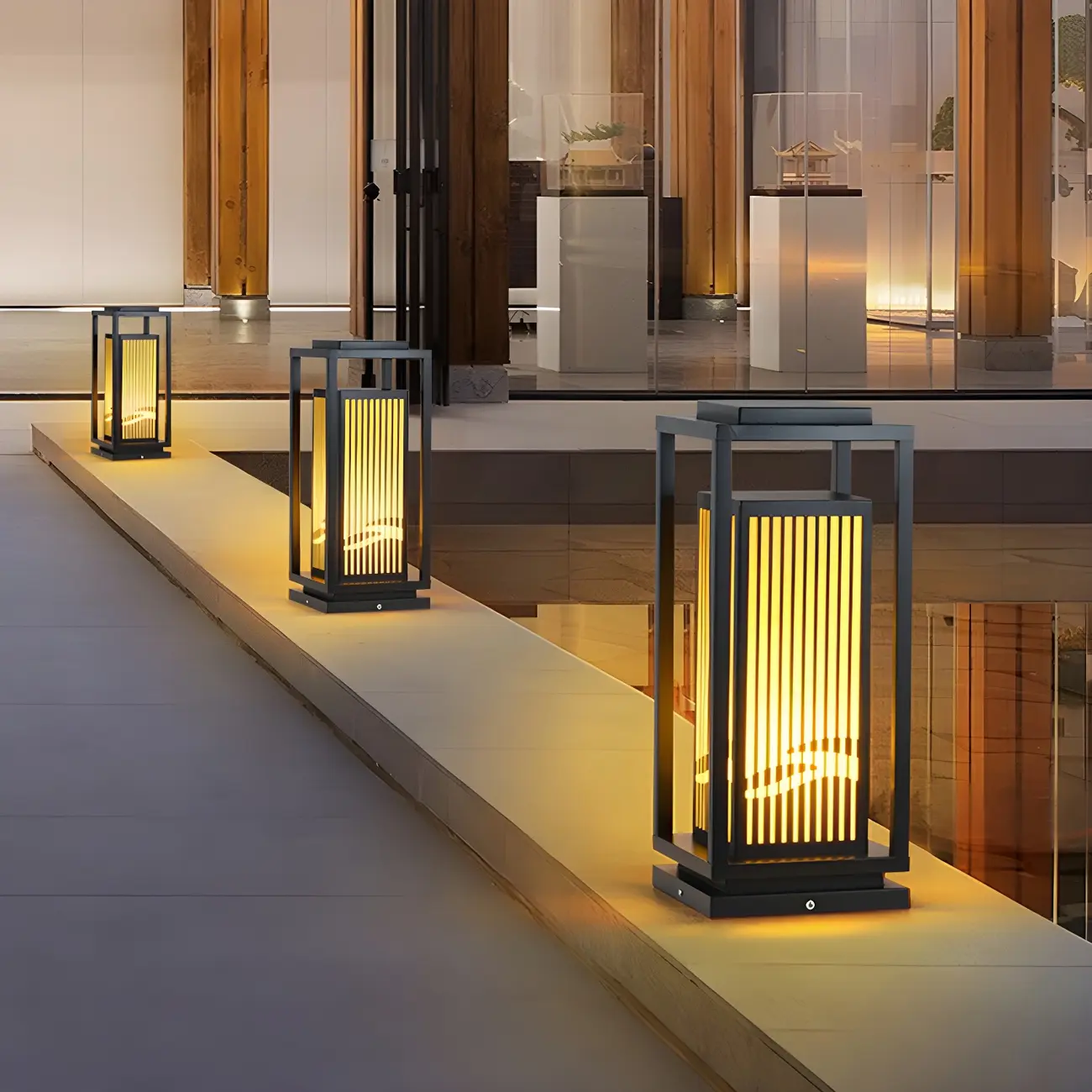 Elegant Vertical Open Rectangle Shade Post Cap Light