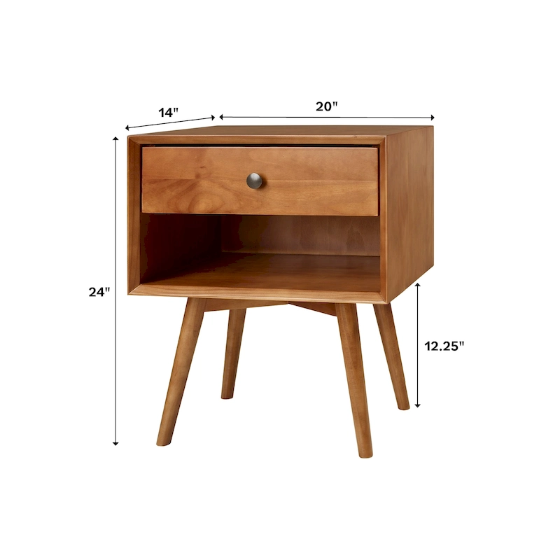 Middlebrook Mid-Century Solid Wood 1-Drawer Nightstand, Set of 2