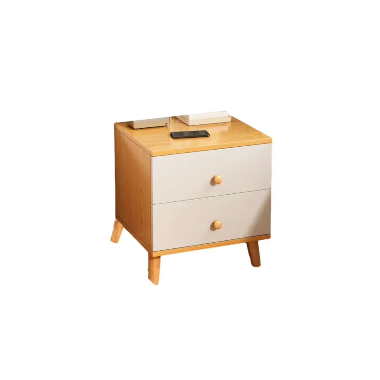 Modern Wooden Bedside Table with Dual Drawers