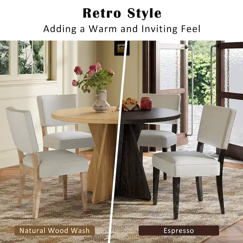 5-Piece Round Dining Table with 4 Upholstered Chairs