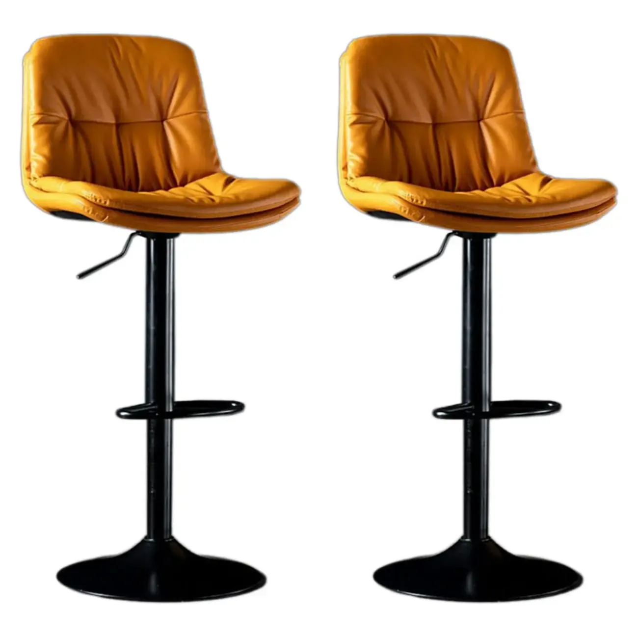 Adjustable Leather Low Back Swivel Bar Stool