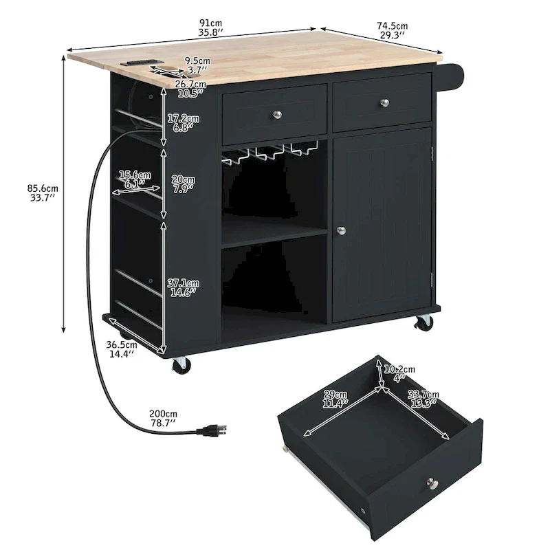 Kitchen Island with Power Outlet