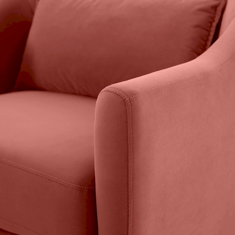 VANOMi 28.34 W Set Of 2 Accent Armchair, Velvet Barrel Chair with Solid Wood Legs