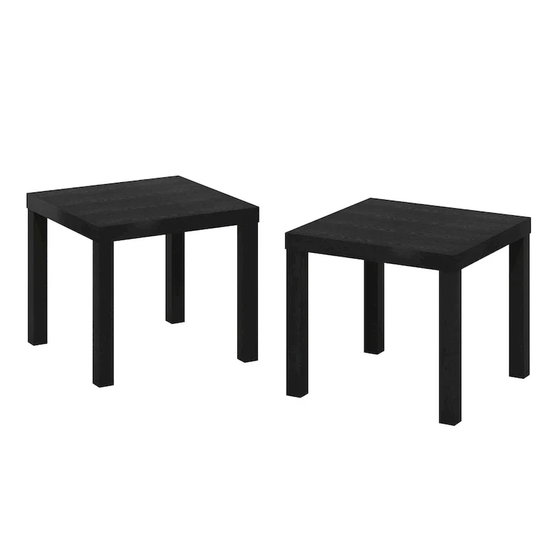 Classic Homey Square Side Table, Set of 2, Black