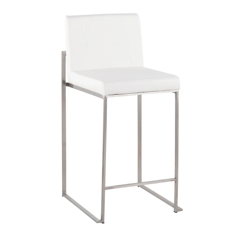 Black/Grey/White High Back Upholstered Counter Stool, Set of 2, 1-Person