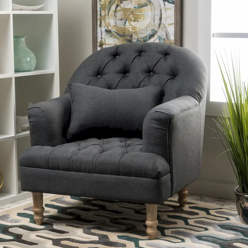 Grey / Beige / Sand / Blue / Dark Grey Tufted Barrel Armchair, Single Seat