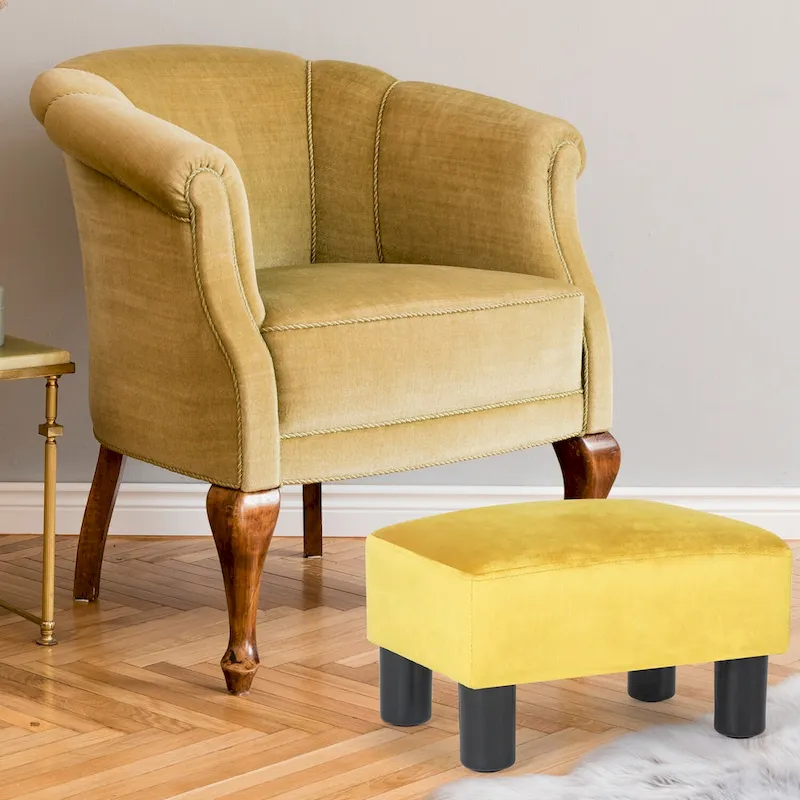 Adeco Faux Leather Ottoman Foot Rest Stool Square Padded Seat Ottoman