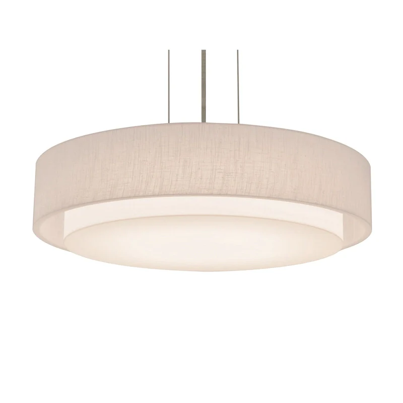 Sanibel 23-inch Satin Nickel LED Pendant, Linen White Shade