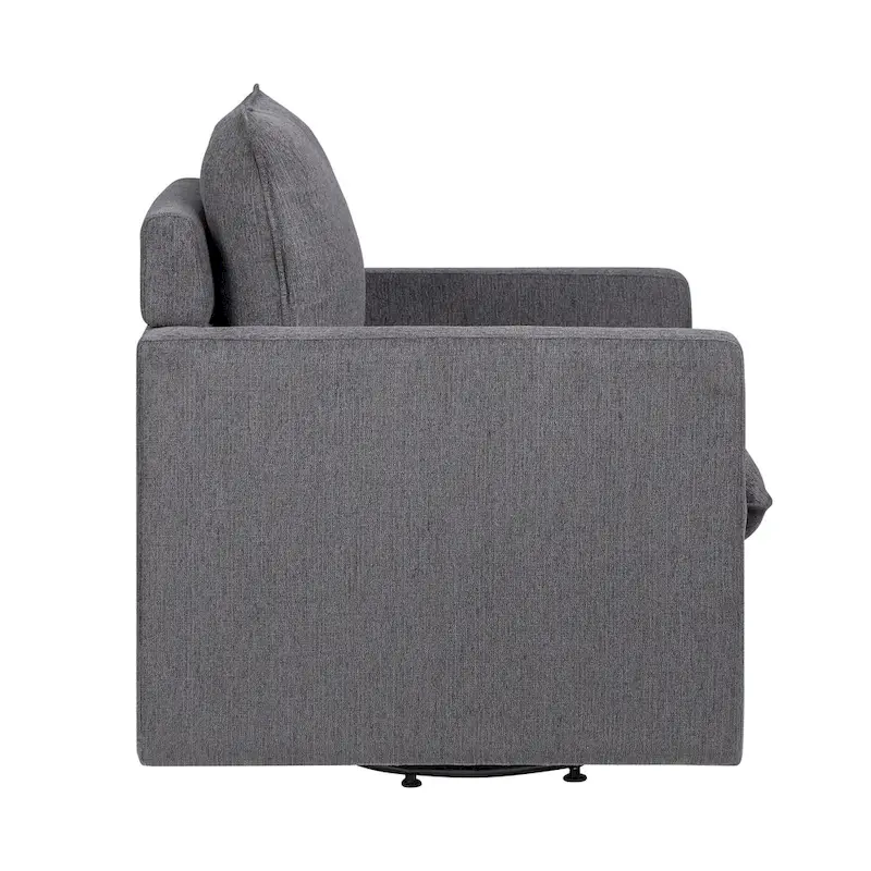 Kamile Transitional Linen Cushion Back Swivel Armchair by Furniture of America