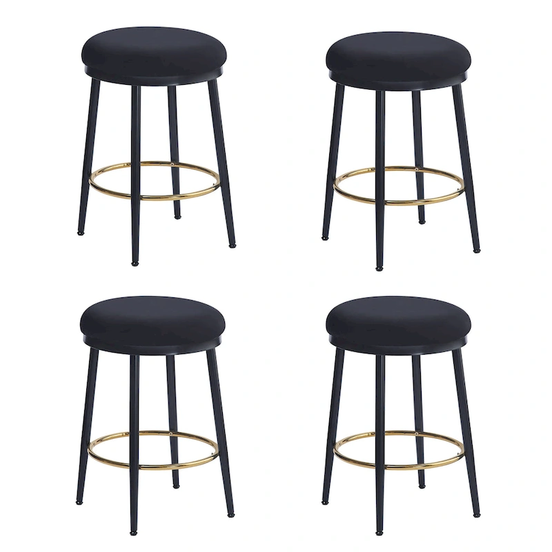Roomfitters Modern Counter Stools, Set of 2 Bar Height Chairs with Iron Frame, Cushioned Seat and Footrest