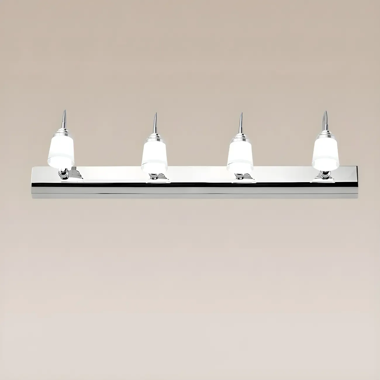 Modern Chrome LED Bathroom Vanity Light with White Shade