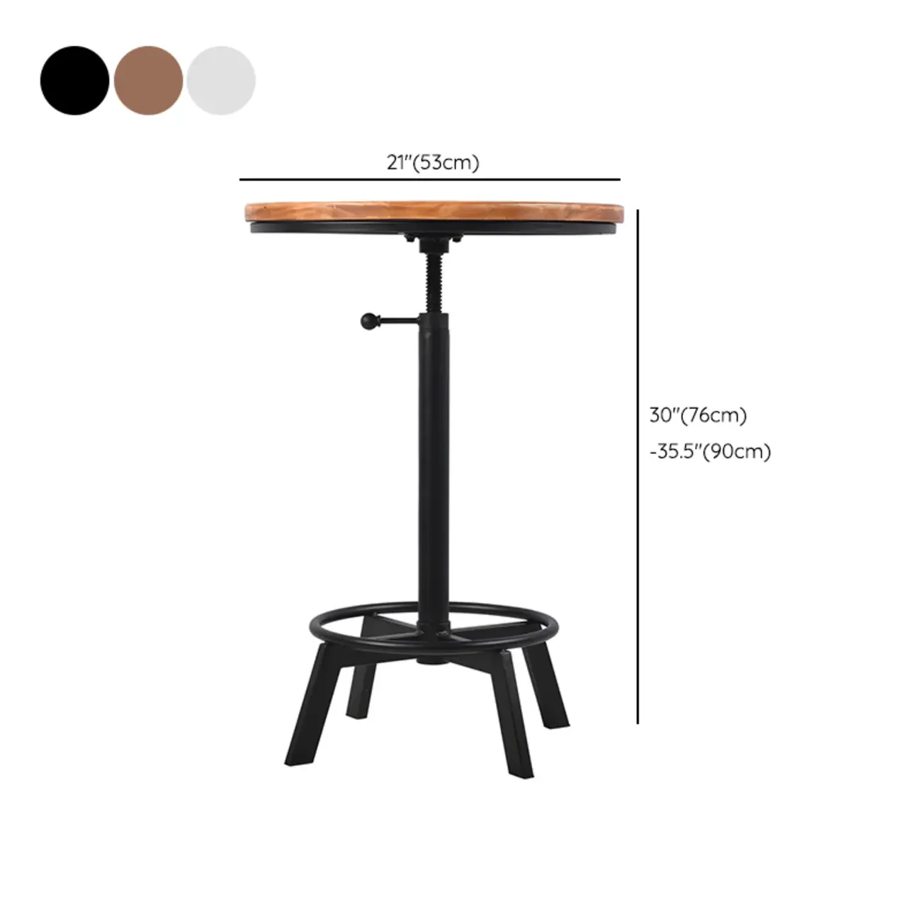 Retro Industrial Circular Adjustable Bar Table