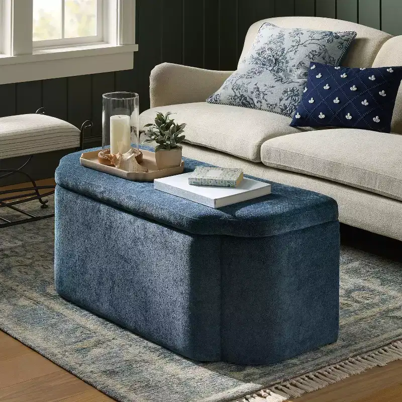 Vintage Inspired Ornate Storage Bench with Detailed Cutout Textured Velvet - Threshold™ designed with Studio McGee