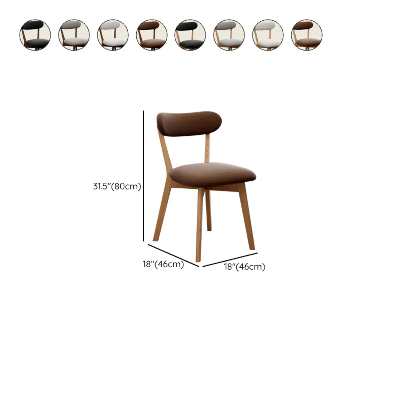 Walnut Wood Mid-Century Modern Upholstered Dining Chair