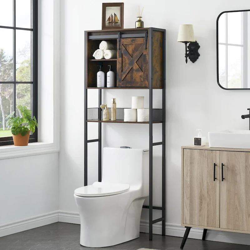 Over The Toilet Storage Cabinet with Sliding Door