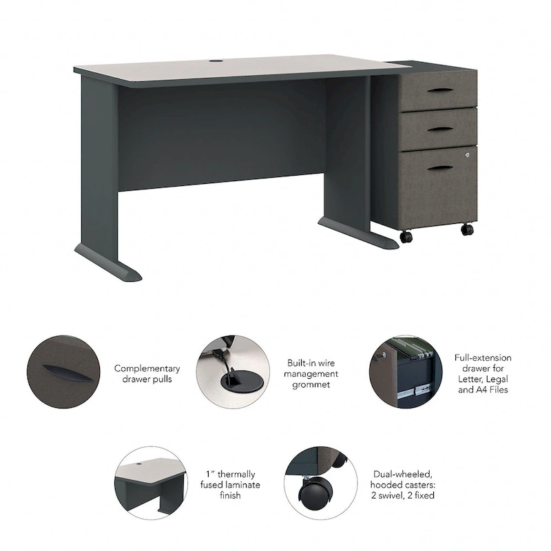Series A 48W Desk with Mobile File Cabinet by Bush Business Furniture