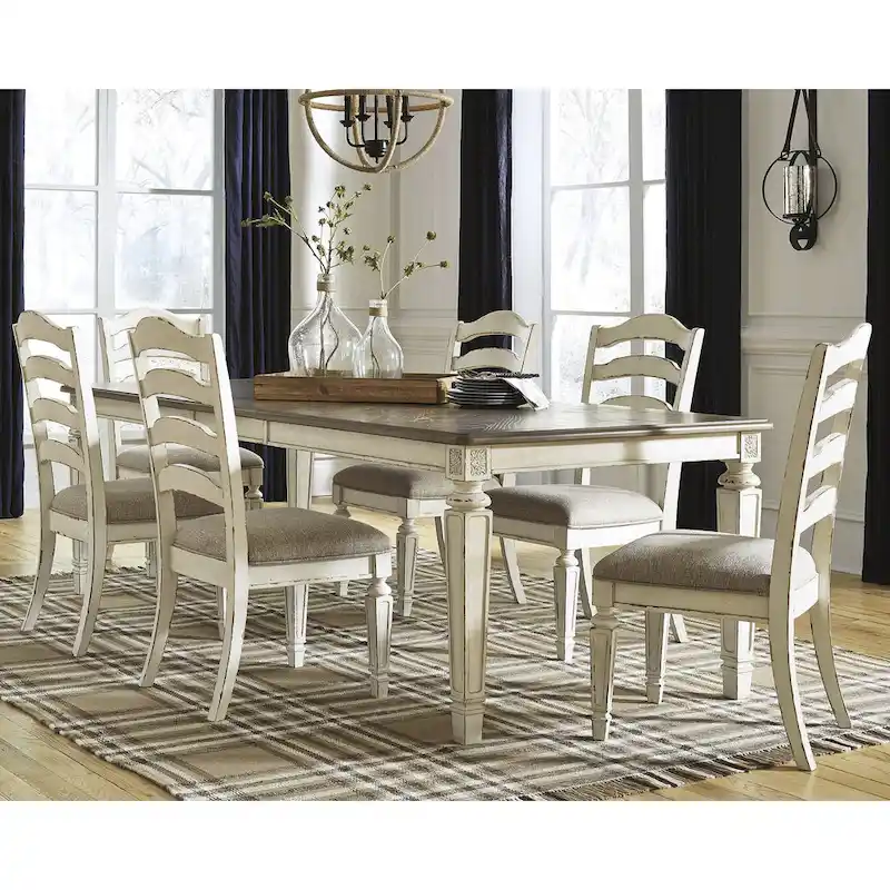 White / Light Brown 7-Piece Dining Package
