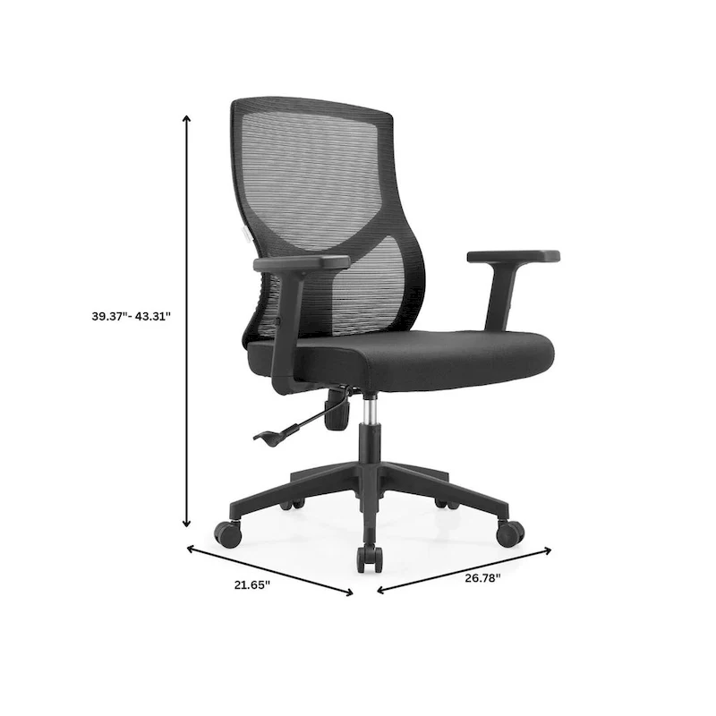 Glen Mid-Back Office Chair with Adjustable Height, Swivel and Tilt by LeisureMod