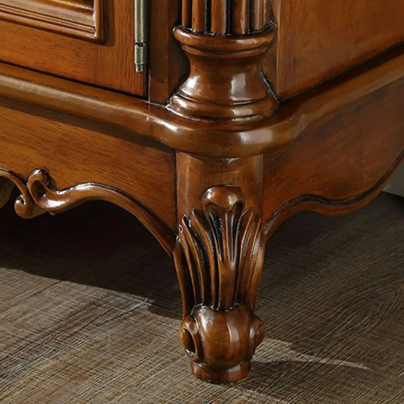 Traditional Brown Rubberwood Sideboard with Drawers