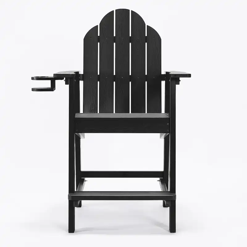 LUE BONA Plastic Patio Bar Stool Tall Adirondack Chairs,Bar Height Dining Chairs with Cup Holder