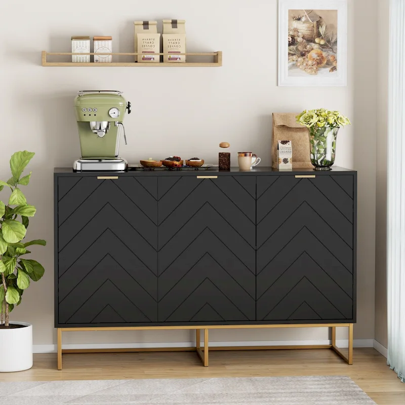 3 Doors Sideboard Buffet Cabinet with Storage Adjustable Shelf