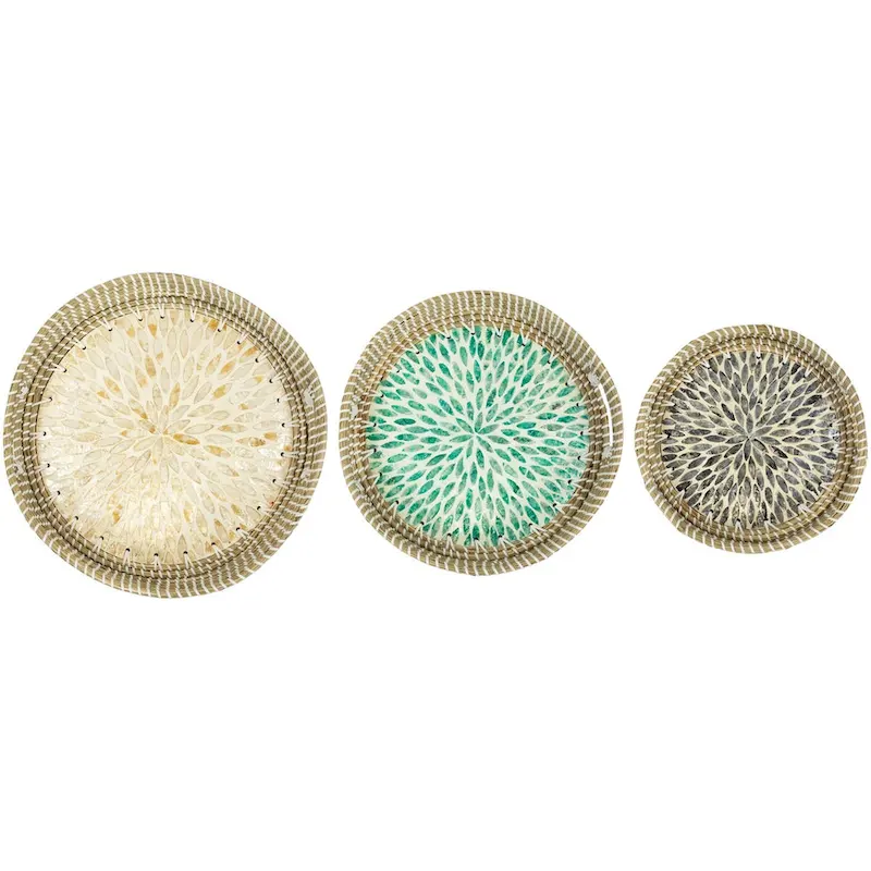 Seagrass and Capiz Display Trays - 15.75  - Set of 3