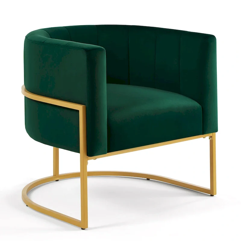 Navy / Black / Cream / Emerald Velvet Accent Chair with Gold Metal Frame – Single