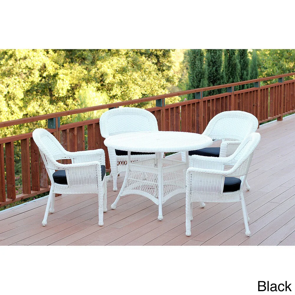 5-piece White Resin Wicker Dining Set