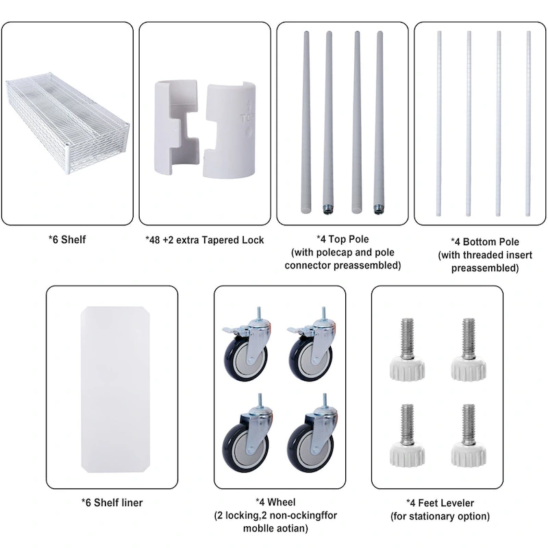 6-Tier Multifunctional Adjustable Shelf with Wheels, 6000LBS Capacity