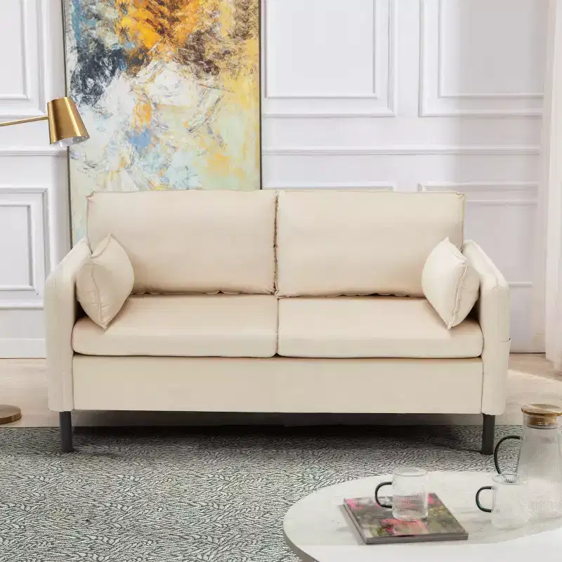 EROMMY 57.9 Velvet Loveseat Sofa,Upholstered Loveseat Couch With 2 Extra Soft Cushions & Convenient Side Storage,Comfortable And Stylish Two-Seater