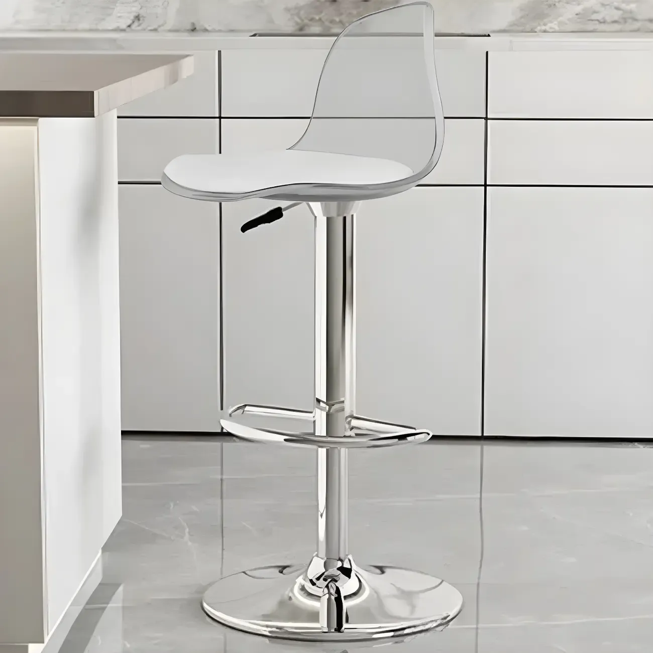 Modern Swivel Cushioned Acrylic Bar Stools with Backs