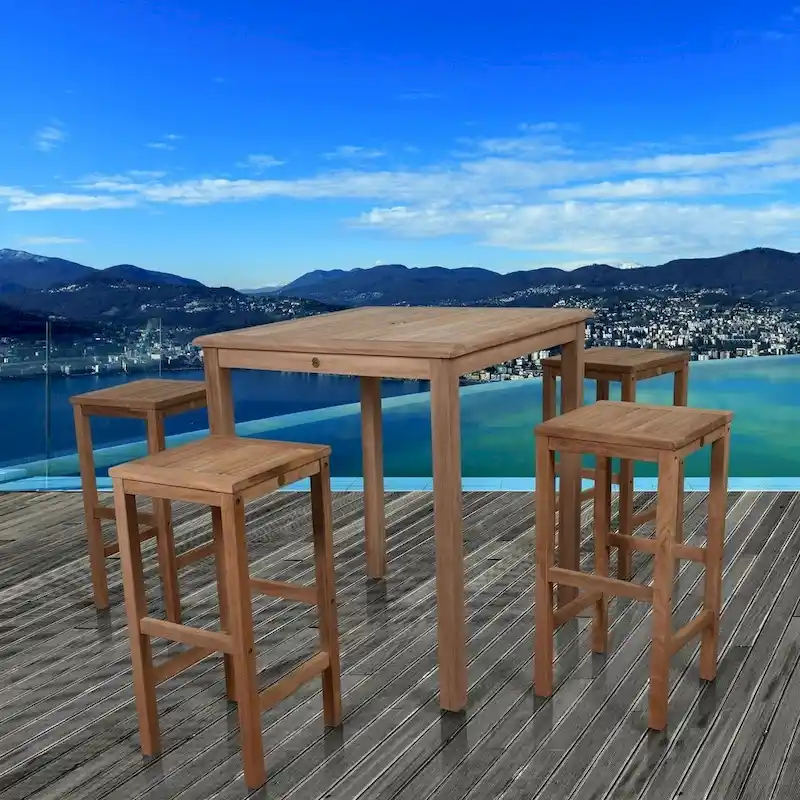 Amazonia Hartford Classic 5 piece Teak Square Bar Set - 5 Piece