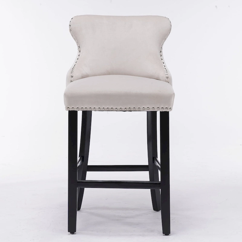 Velvet Wing-Back Barstools with Button Tufted,Set of 2