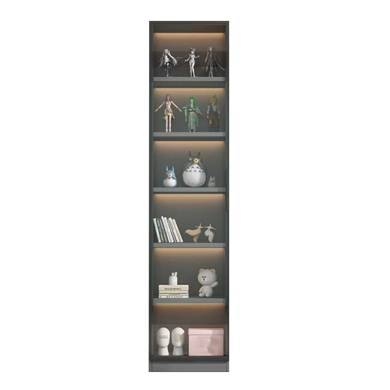 Simple Modern Gray Clear Cover Wooden Display Cabinet
