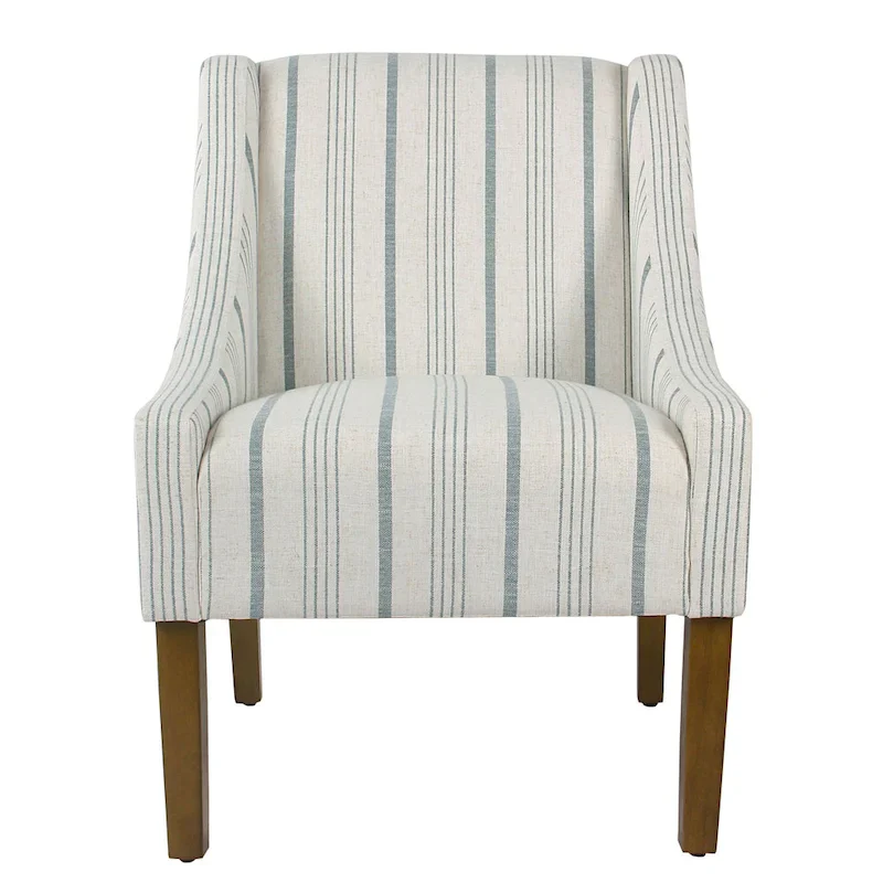 Modern Swoop Accent Chair in Blue Calypso Stripe