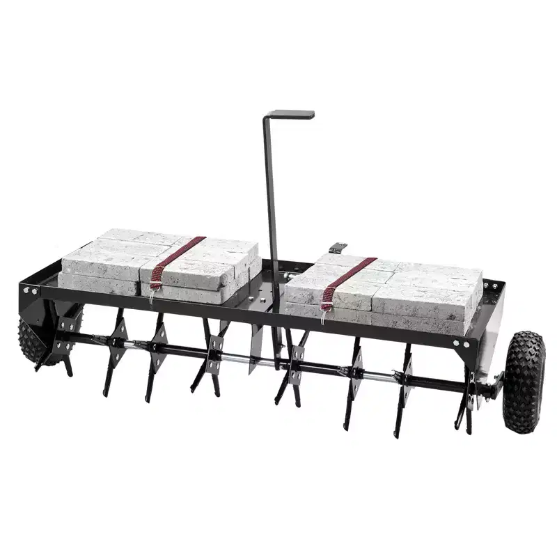 VEVOR Tow Behind Plug Aerator, 48-Inch Tow Behind Lawn Plug Aerator with Universal Hitch, Black