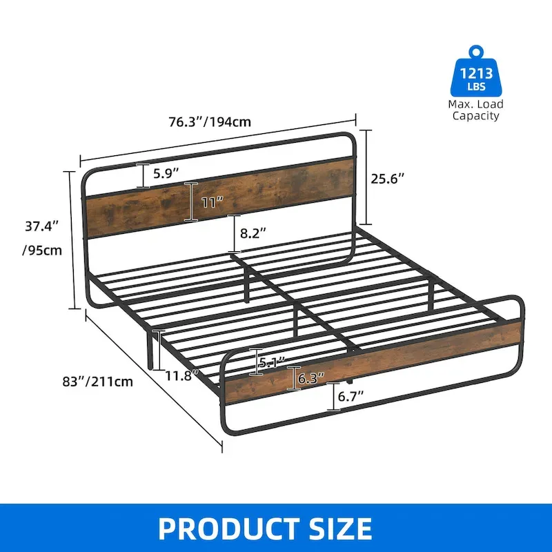 Moasis King Design Model PU Upholstered Led Bed Frame