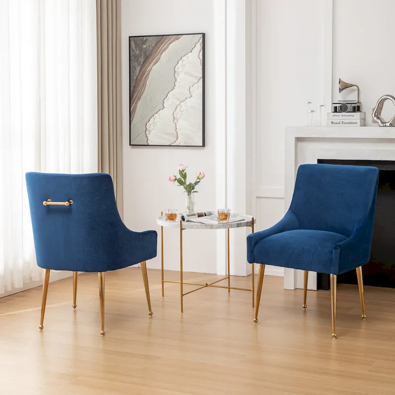 Green Velvet Upholstered Dining Chairs - Set of 2