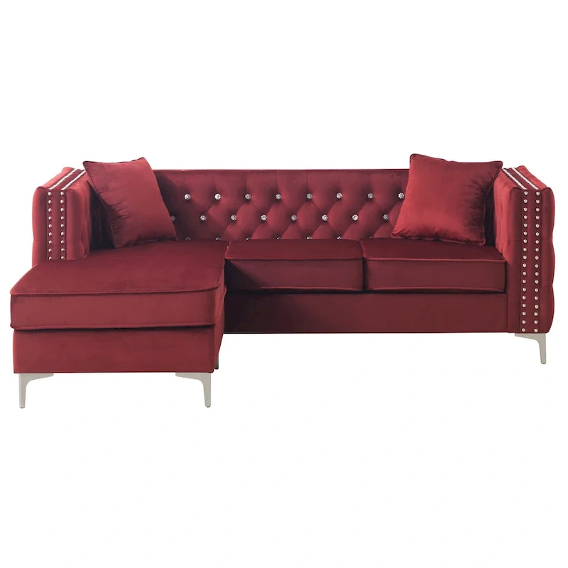 Paige Velvet Tufted Sofa with Chaise