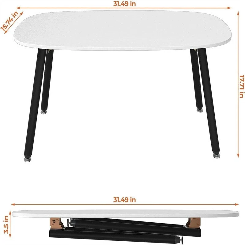 Folding Coffee Table Rustic Farmhouse Coffee Tables - 31.5 D x 15.7 W x 17.7 H