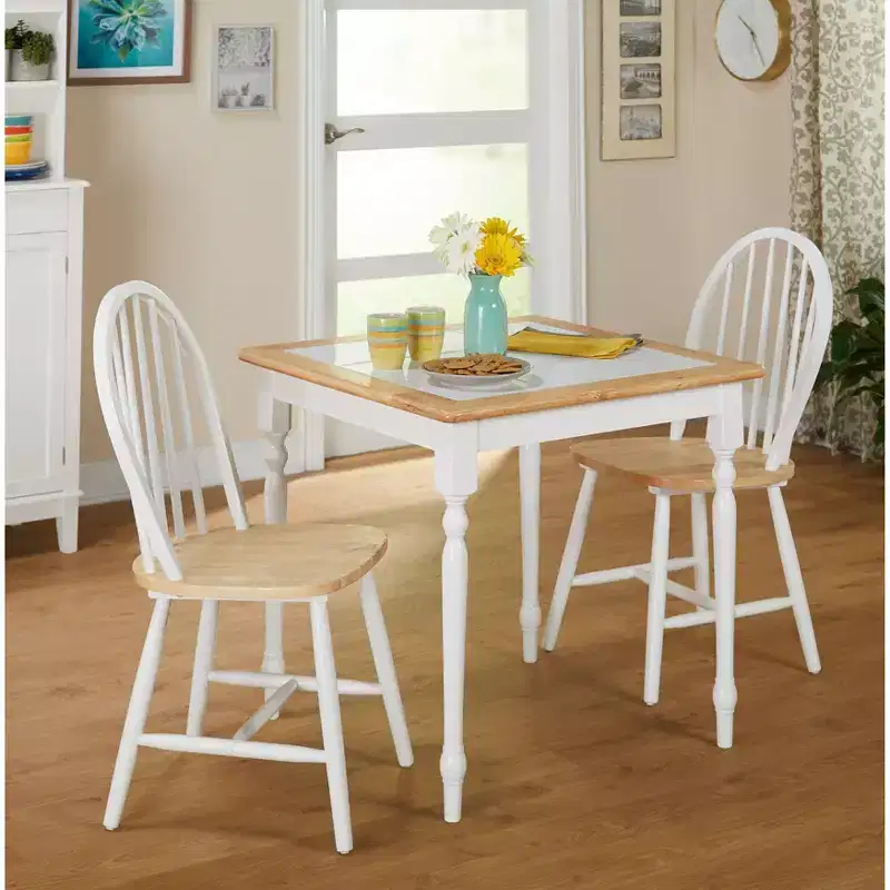 Buylateral 3pc Chester Square Tile Top Dining Set White/Natural