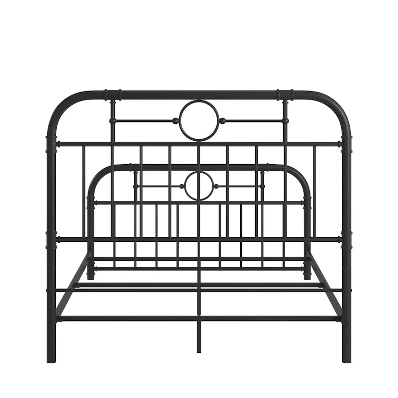 Metal Bed Frame - Black - Curved Headboard and Footboard