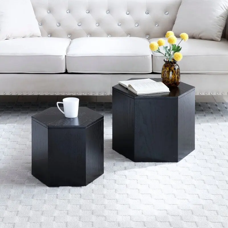 Nesting Side Table Set of 2 – MDF with Wood Veneer Finish