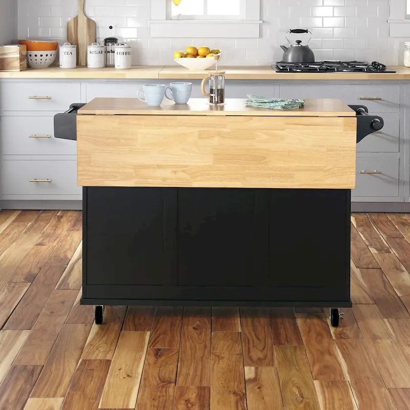 Homestyles Dolly Madison Black Wood Kitchen Cart - N/A