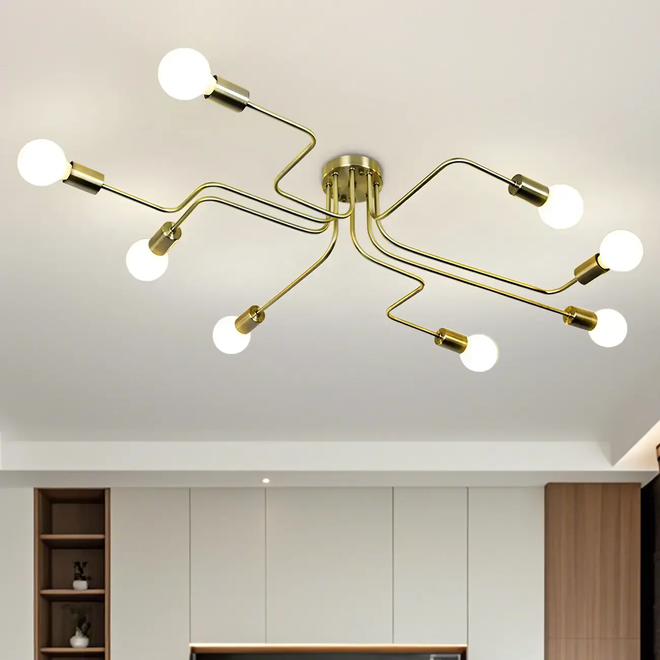 Industrial Branch Metal Semi Flush Ceiling Light