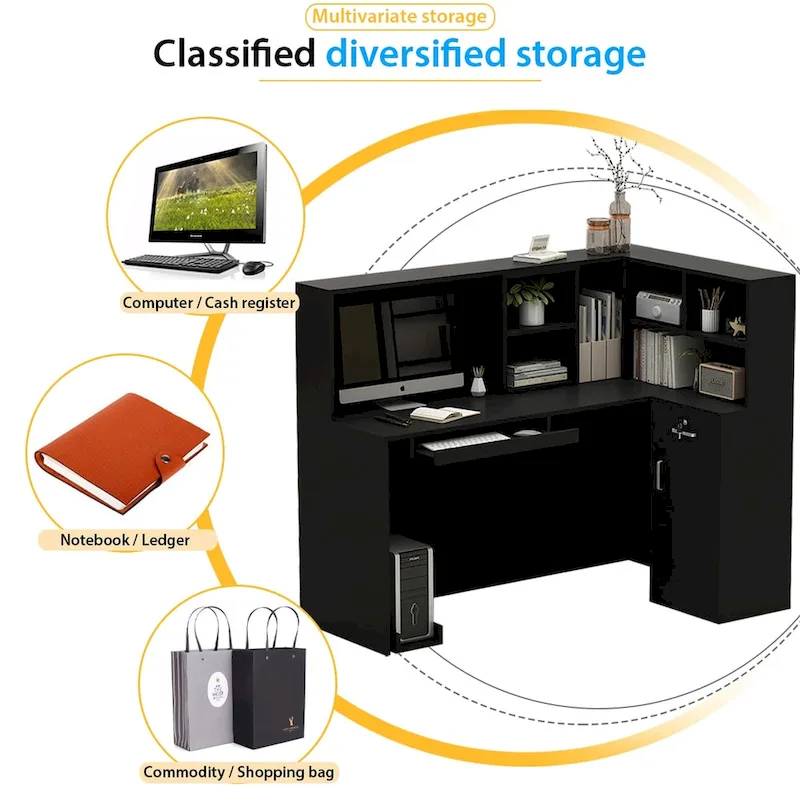 L-Shape Wood Reception Desk Office Computer Desk